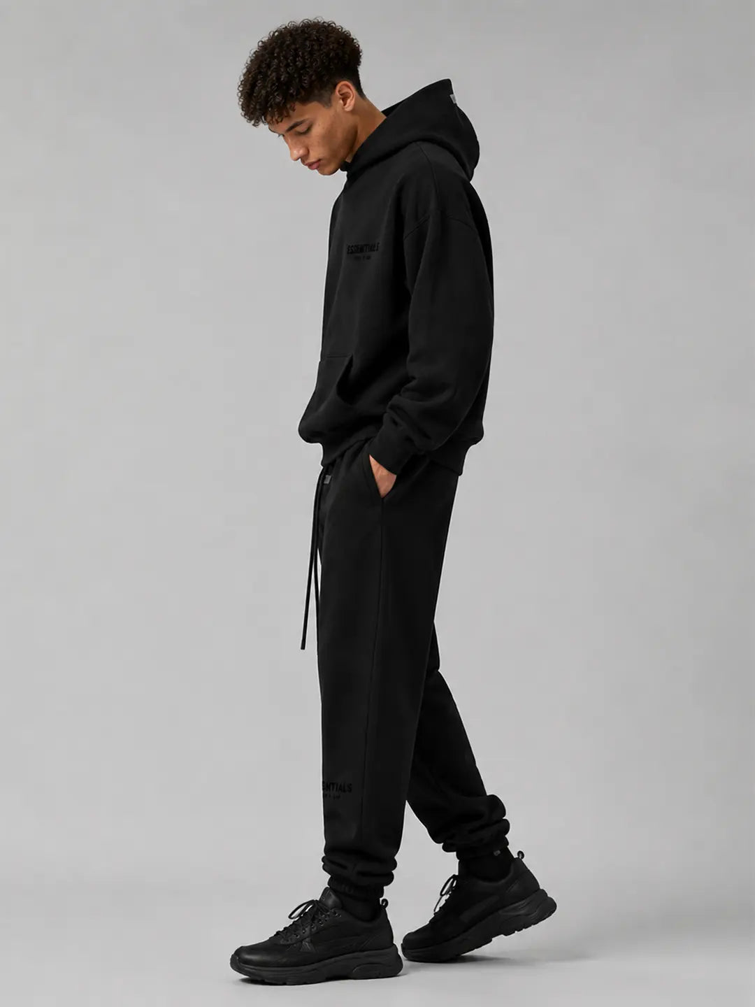 (One Set) Fear of God Essential Stretch Limo Hoodie and Pants for Men or Women Daily Wear