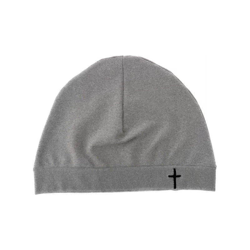 Autumn and Winter Cross Embroidered Knitted Hat