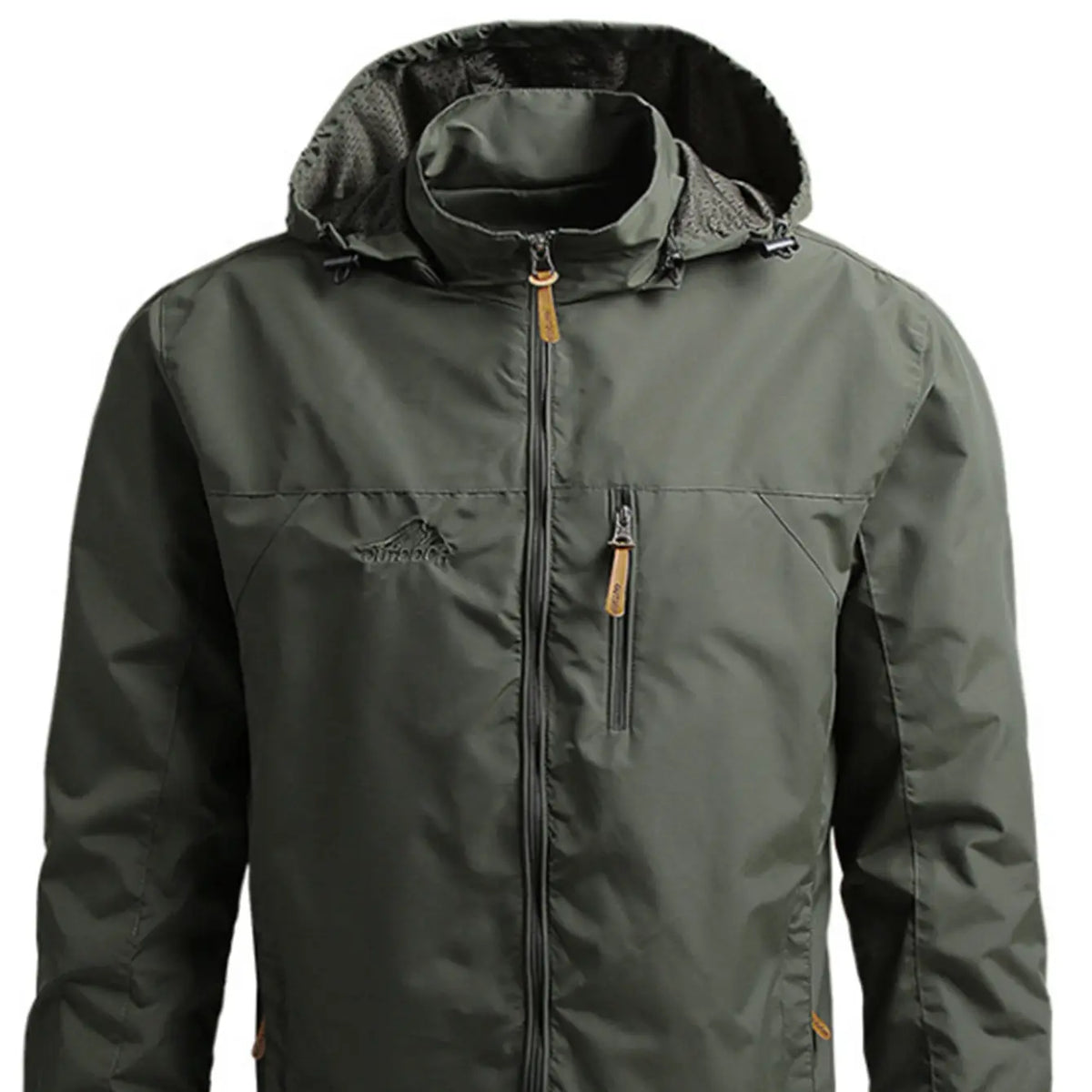 Men'S Lightweight Armygreen Detachable Hooded Zipper Multi-Pocket Casual Windbreaker Jacket Coat Hiking Outdoor Daily Spring Autumn
