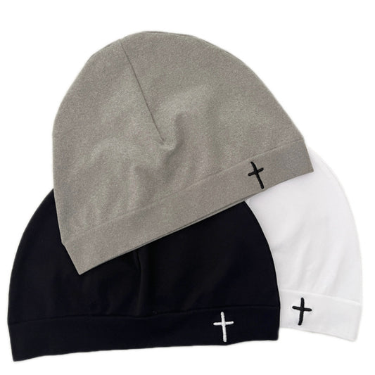 Autumn and Winter Cross Embroidered Knitted Hat