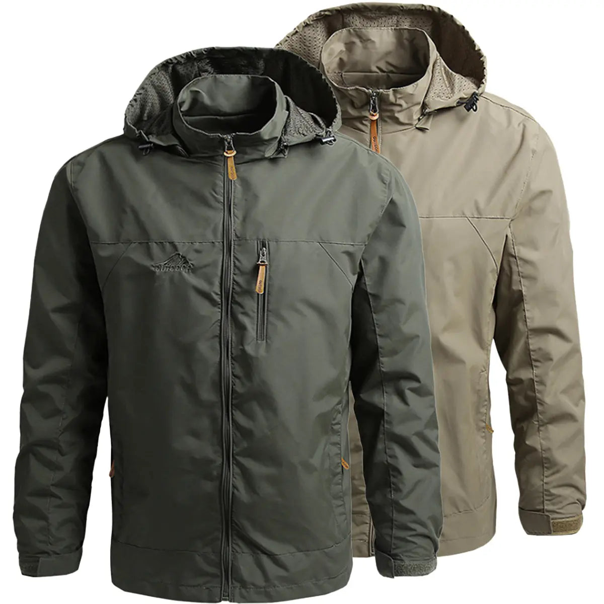 Men'S Lightweight Armygreen Detachable Hooded Zipper Multi-Pocket Casual Windbreaker Jacket Coat Hiking Outdoor Daily Spring Autumn