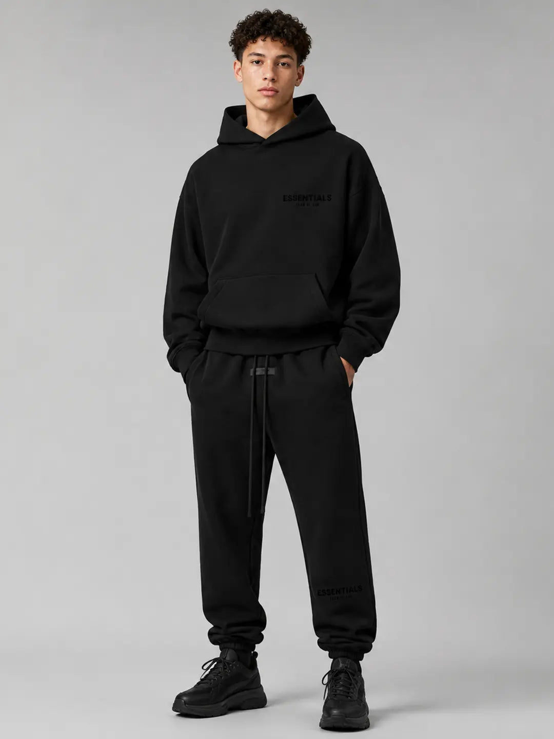 (One Set) Fear of God Essential Stretch Limo Hoodie and Pants for Men or Women Daily Wear