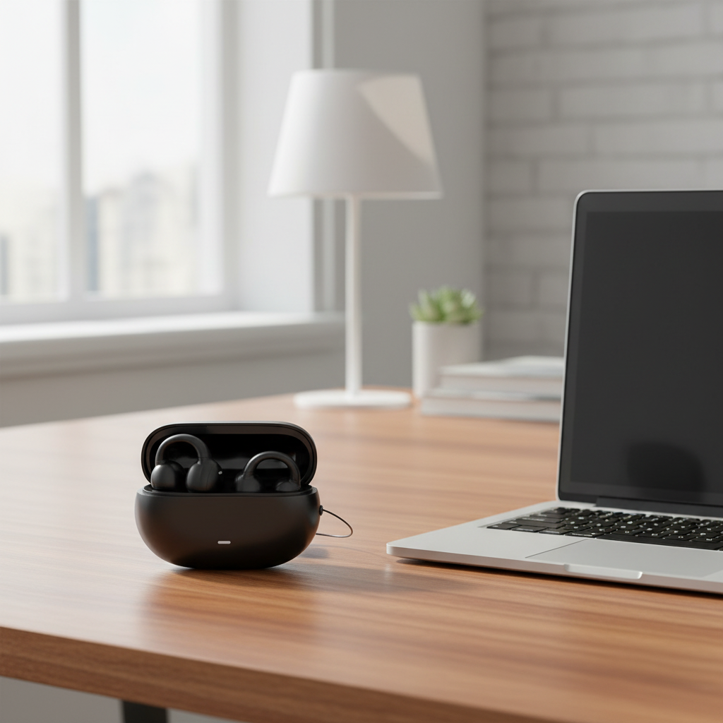M55 Sports Conduction Earbuds on desk